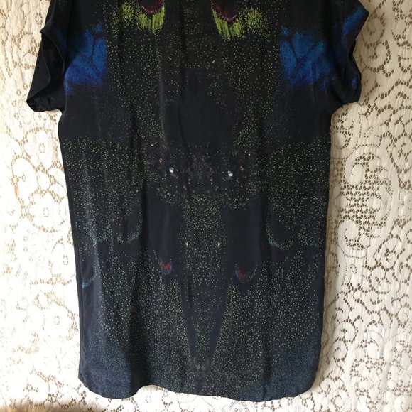 Butterfly Print Silk Top/Dress Vintage - Picture 6 of 11